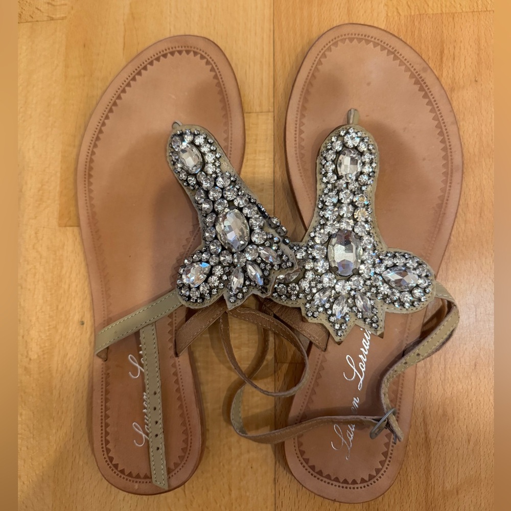 Lauren Lorraine Rhinestone Sandals, Size 8.5